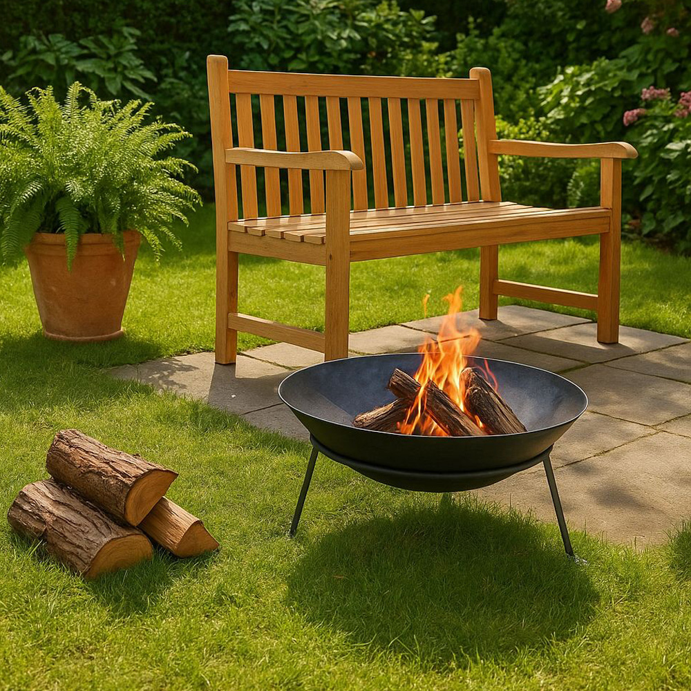 מדורת גן 50 ס"מ ממתכת עם בסיס רגליים לחימום ובישול בגינה או במרפסת 18195 – תמונה 4