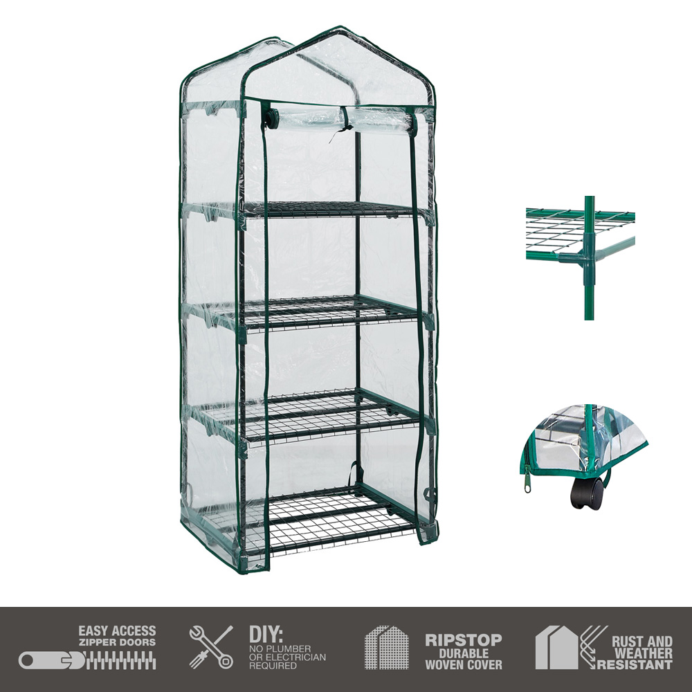 חממה ביתית עומדת 69x160 כוללת מדפים וגלגלים לבניה עצמית דגם 1603 – תמונה 5