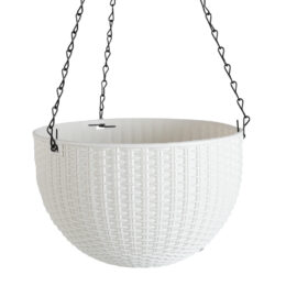 זוג עציצי פלסטיק עם שרשרת תליה דגם 3101185-לבן