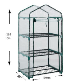 חממה ביתית עומדת 69×128 כוללת מדפים וכיסוי דגם 1602V