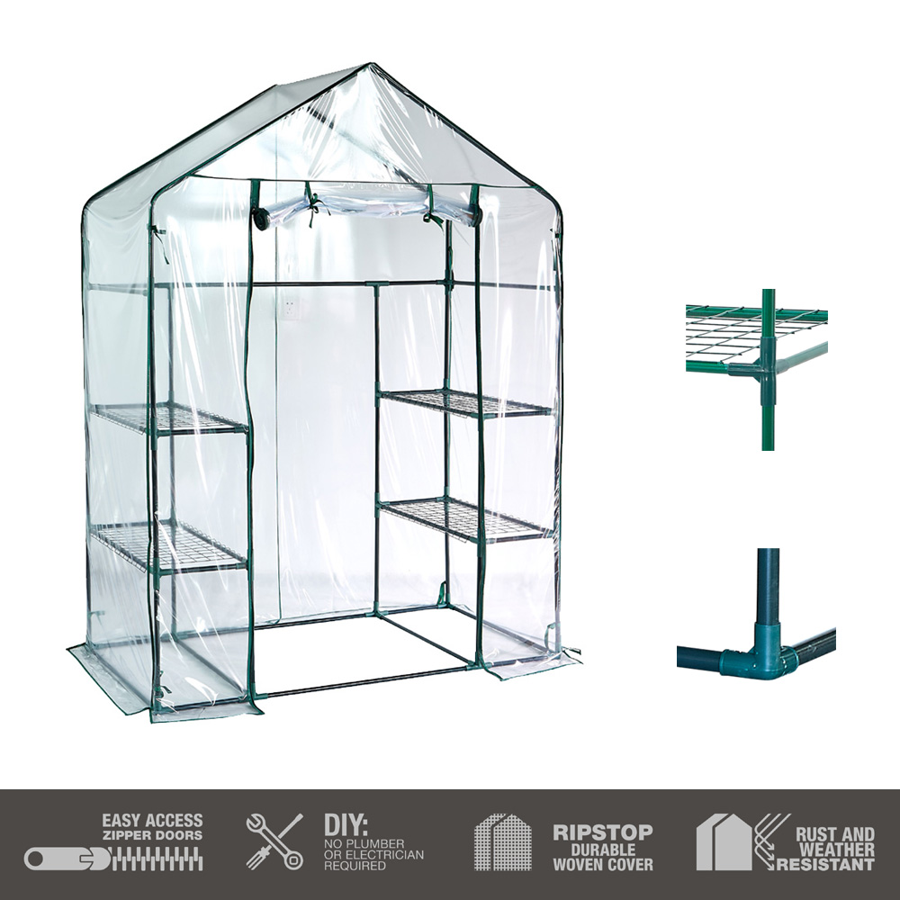 חממה ביתית 143X73 כוללת מדפים וכיסוי שקןף דגם 1607 – תמונה 5