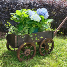 עגלת נוי מעץ מלא לעציצים או צמחים בגינה דגם 1001P