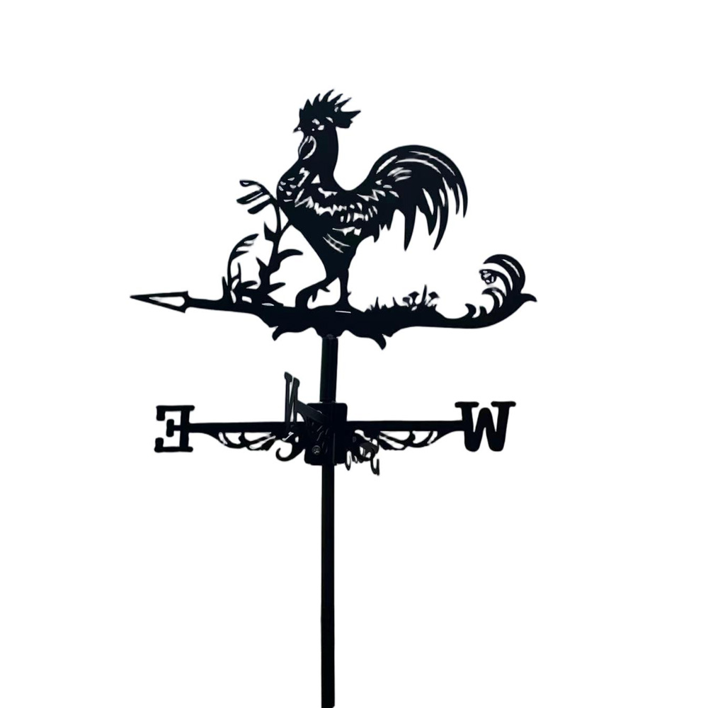 שבשבת רוחות תרנגול דקורטיבית מברזל שחור לגינה.