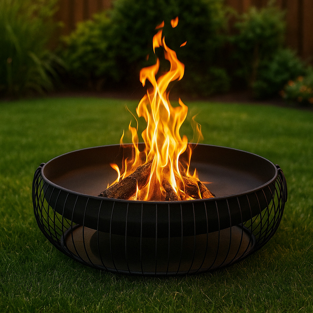 מדורת גן - קערת מדורה מעוצבת בקוטר 80 ס"מ ממתכת לחימום ובישול בגינה דגם 98973 – תמונה 3