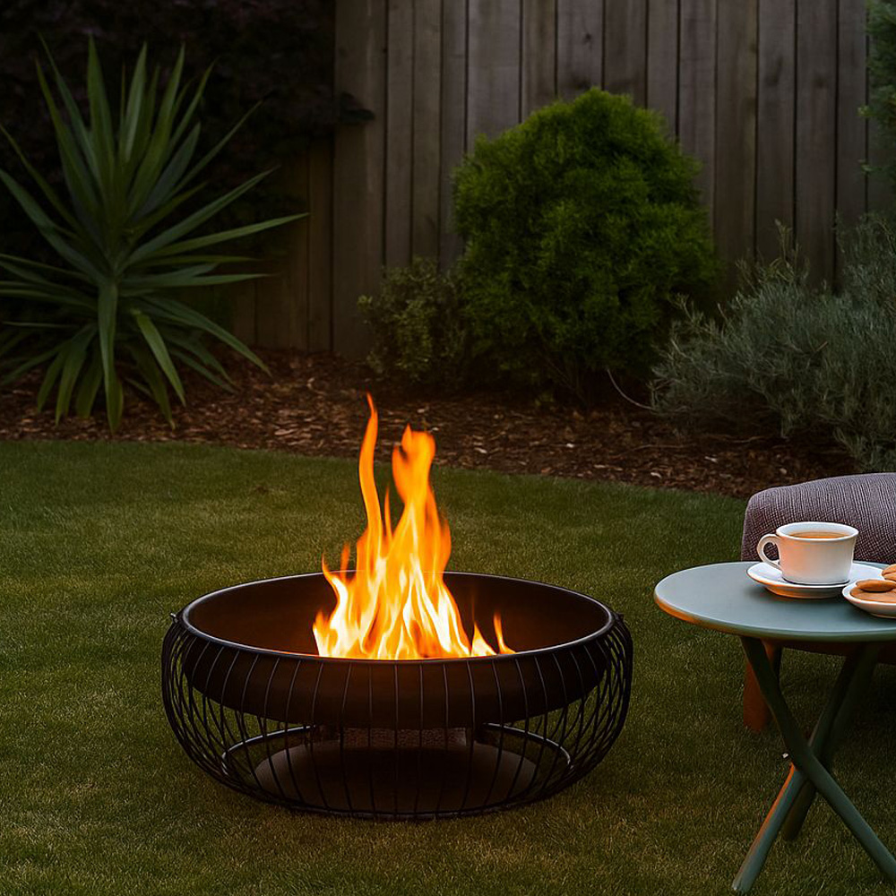 מדורת גן - קערת מדורה מעוצבת בקוטר 80 ס"מ ממתכת לחימום ובישול בגינה דגם 98973 – תמונה 4