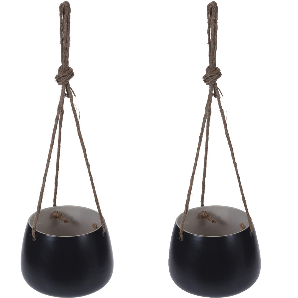 זוג עציצי תליה קרמיקה 15 ס"מ עם חבל קשירה דגם 95704570 – תמונה 5