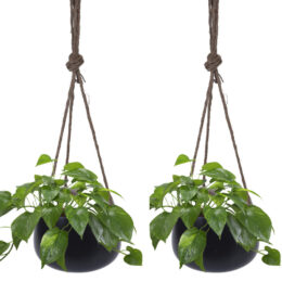 זוג עציצי תליה קרמיקה 15 ס"מ עם חבל קשירה דגם 95704570