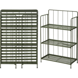 מעמד לעציצים דקורטיבי 3 קומות מברזל בגוון ירוק דגם 71000150