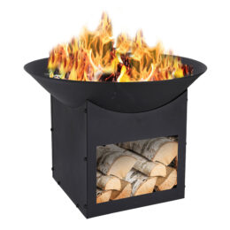 מדורת גן – קערת מדורה 57 ס"מ עם מעמד אחסון ממתכת לחימום ובישול דגם 8000100