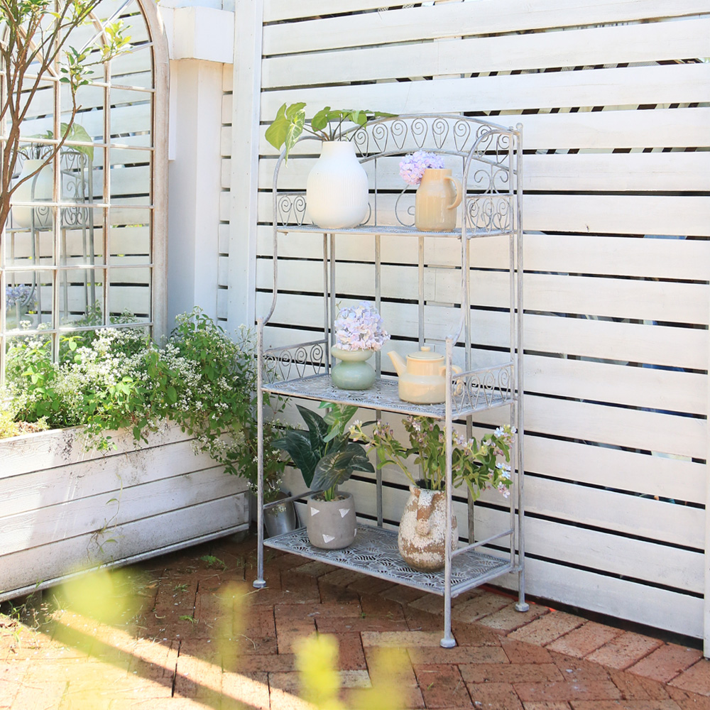 יחידת מדפים - מעמד לעציצים 3 קומות מברזל בעיצוב וינטאג' דגם 9004 – תמונה 6