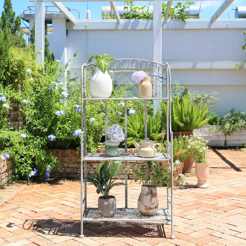 יחידת מדפים - מעמד לעציצים 3 קומות מברזל בעיצוב וינטאג' דגם 9004 – תמונה 5