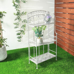 יחידת מדפים – מעמד לעציצים 3 קומות מברזל בעיצוב וינטאג' דגם 9004