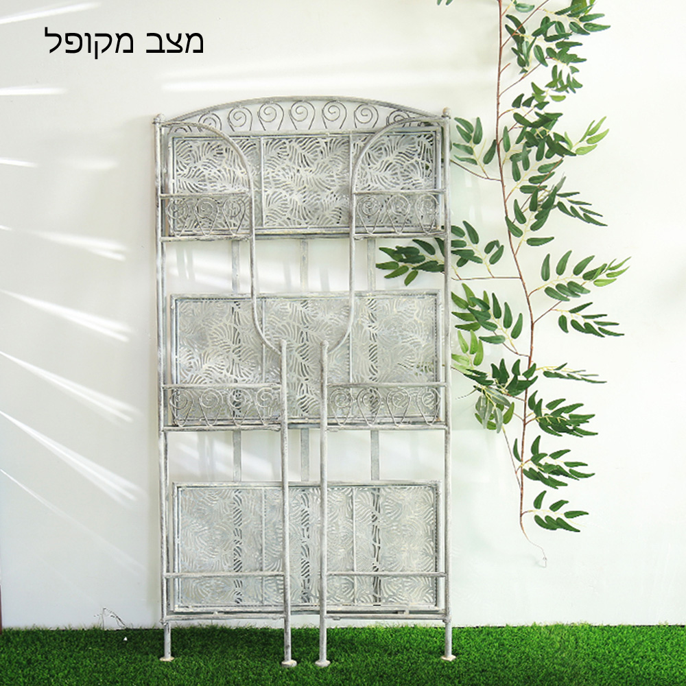 יחידת מדפים - מעמד לעציצים 3 קומות מברזל בעיצוב וינטאג' דגם 9004 – תמונה 4