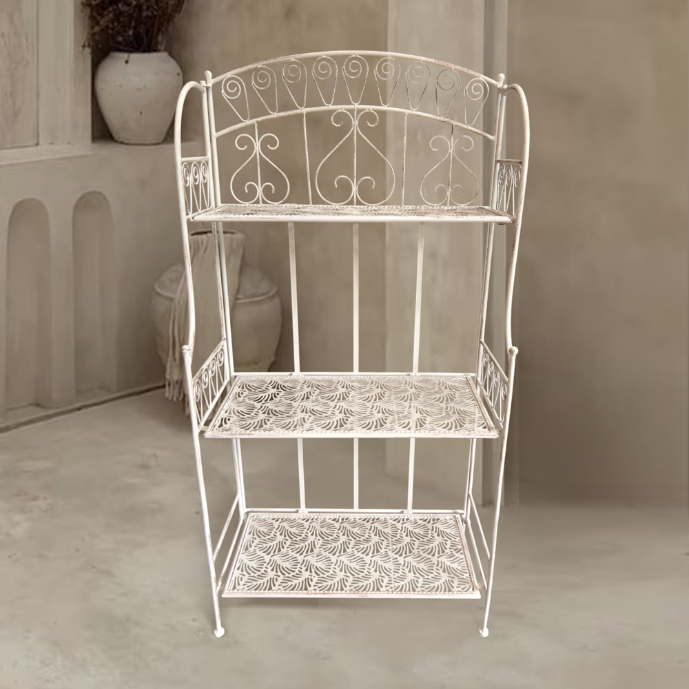 יחידת מדפים - מעמד לעציצים 3 קומות מברזל בעיצוב וינטאג' דגם 9004 – תמונה 3