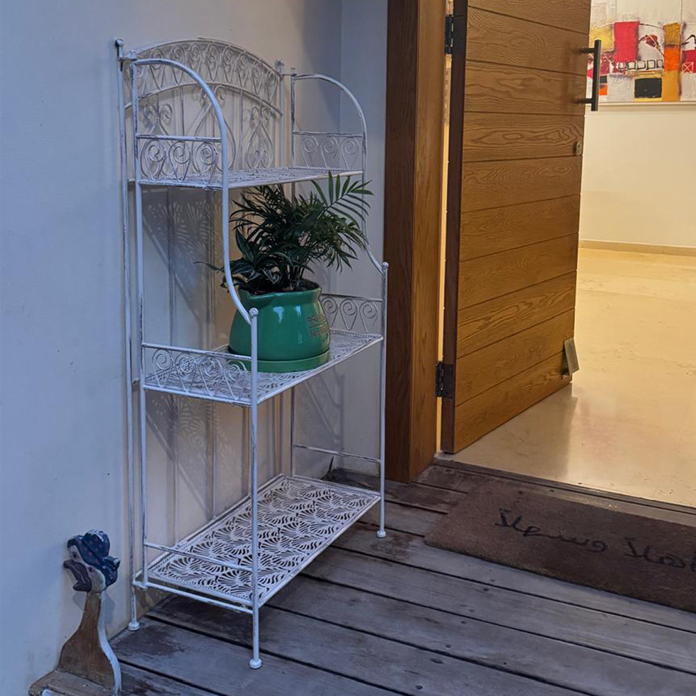 יחידת מדפים - מעמד לעציצים 3 קומות מברזל בעיצוב וינטאג' דגם 9004 – תמונה 8