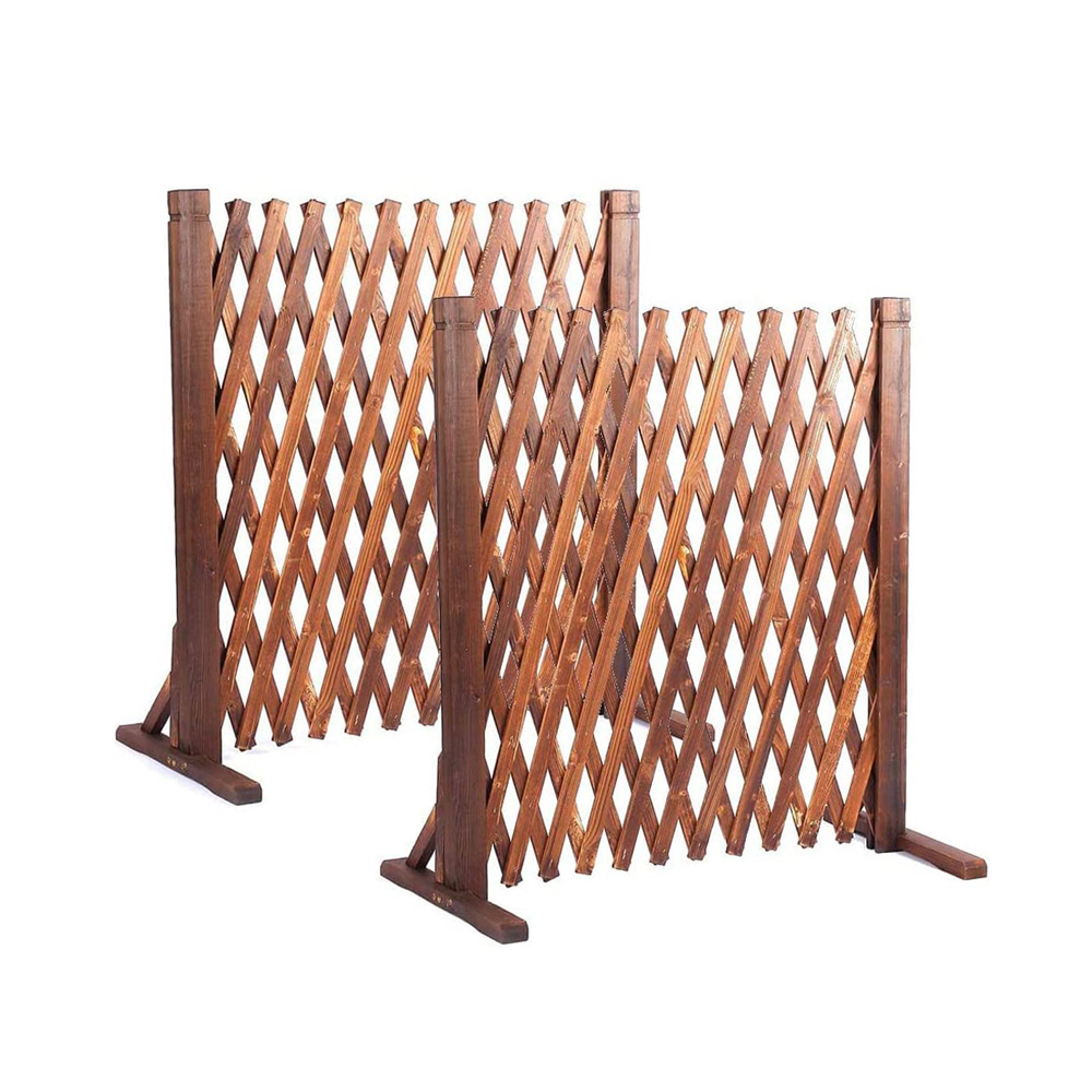 זוג גדרות עץ נפתחות כאקורדיון לתיחום וטיפוס צמחים, מעץ אשוח טבעי