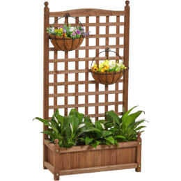 מעמד מעץ לאדנית עם רשת לטיפוס צמחים דגם 1007