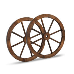 זוג גלגלי נוי מעץ בקוטר 60 ס"מ לעיצוב הגינה גוון עץ דגם C-WOOD-2-1001