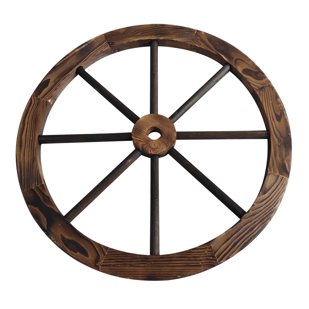 זוג גלגלי נוי מעץ בקוטר 60 ס"מ לעיצוב הגינה גוון עץ דגם C-WOOD-2-1001 – תמונה 3