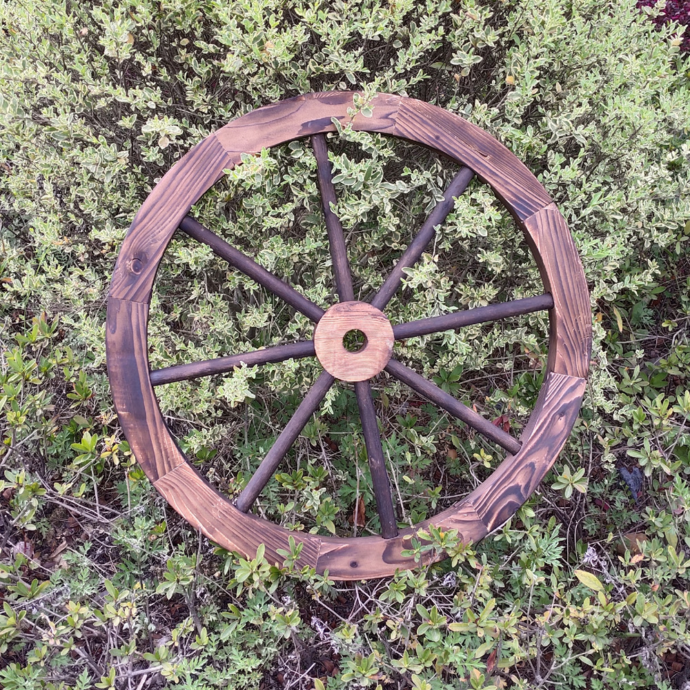 זוג גלגלי נוי מעץ בקוטר 60 ס"מ לעיצוב הגינה גוון עץ דגם C-WOOD-2-1001 – תמונה 6