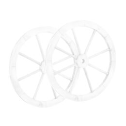 זוג גלגלי נוי מעץ בקוטר 60 ס"מ לעיצוב הגינה גוון לבן דגם C-WHITE-1001