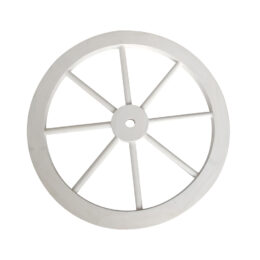 זוג גלגלי נוי מעץ בקוטר 60 ס"מ לעיצוב הגינה גוון לבן דגם C-WHITE-1001