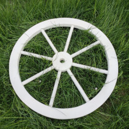 גלגל נוי מעץ בקוטר 60 ס"מ לעיצוב הגינה גוון לבן דגם 1001-C-WHITE
