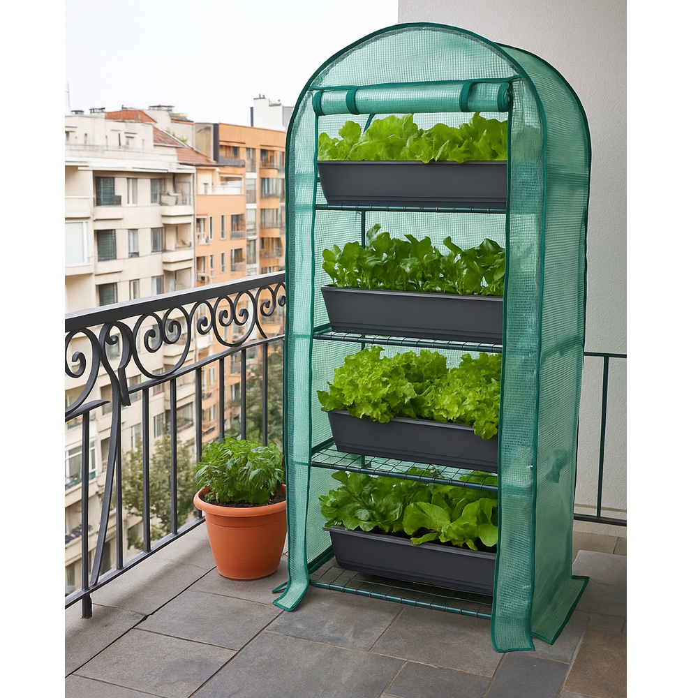 חממה ביתית עומדת 80x160 כוללת מדפים וכיסוי דגם 1612 – תמונה 5