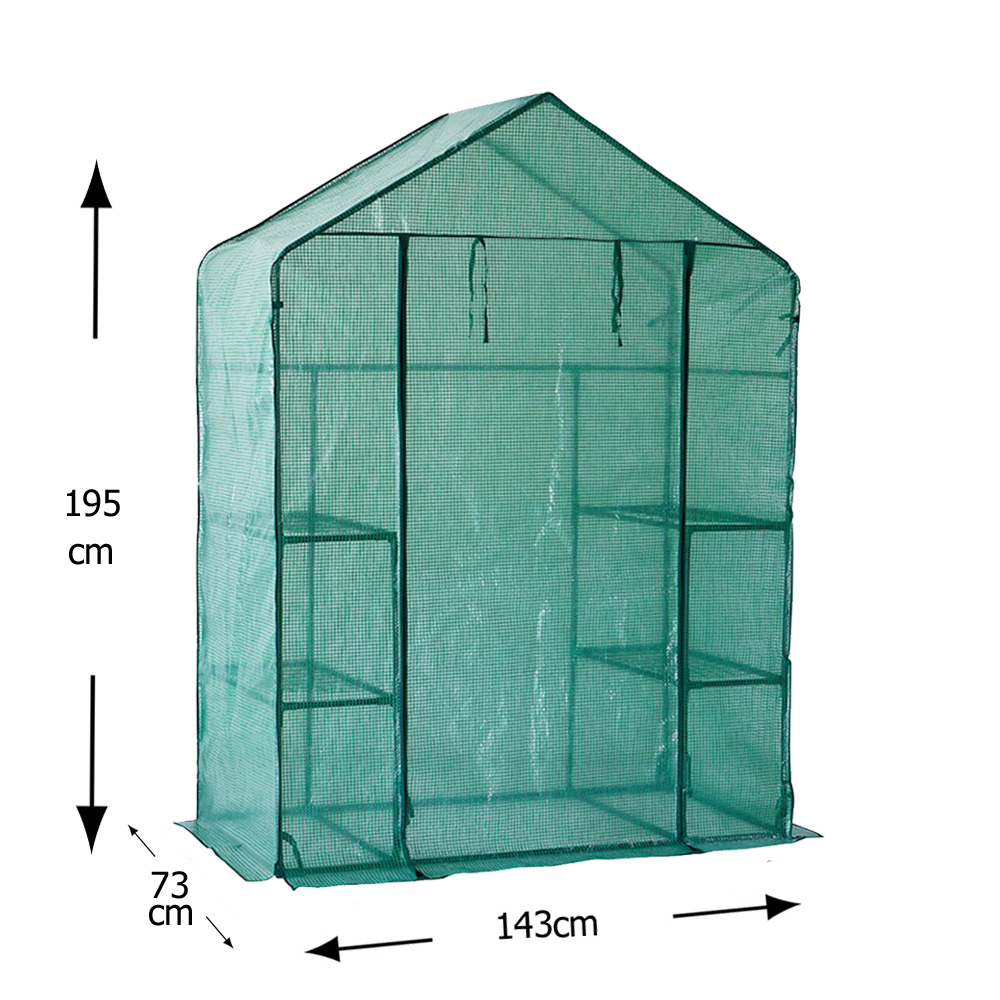 חממה ביתית 143X73 כוללת מדפים וכיסוי ירוק דגם 1608 – תמונה 3