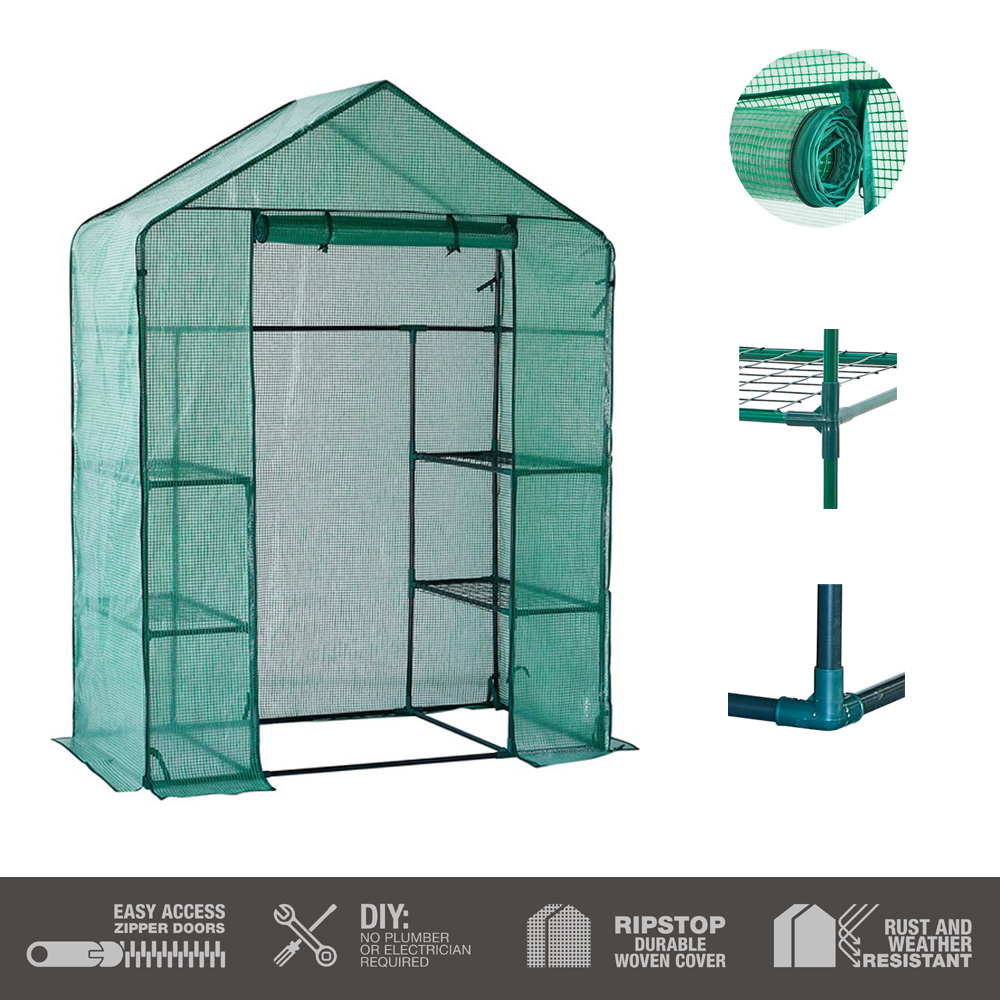 חממה ביתית 143X73 כוללת מדפים וכיסוי ירוק דגם 1608 – תמונה 4