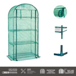 חממה ביתית עומדת 80×160 כוללת מדפים וכיסוי דגם 1612