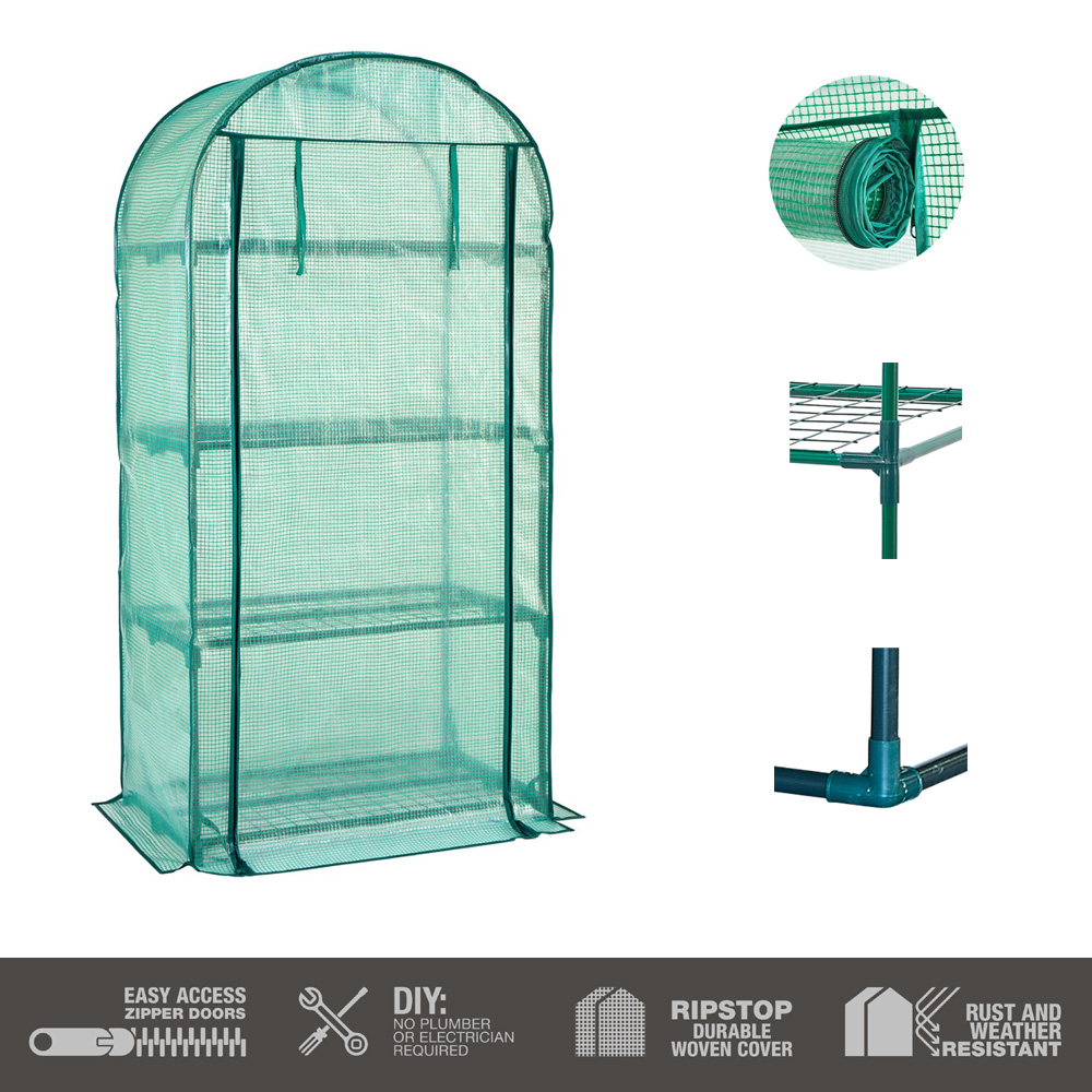 חממה ביתית עומדת 80x160 כוללת מדפים וכיסוי דגם 1612 – תמונה 2