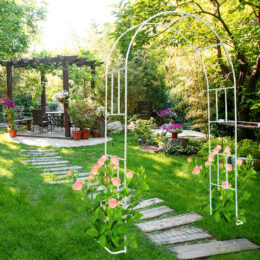 קשת רחבה ממתכת 146 ס"מ עם בסיסי צד לתמיכת צמחים מטפסים דגם אורנית