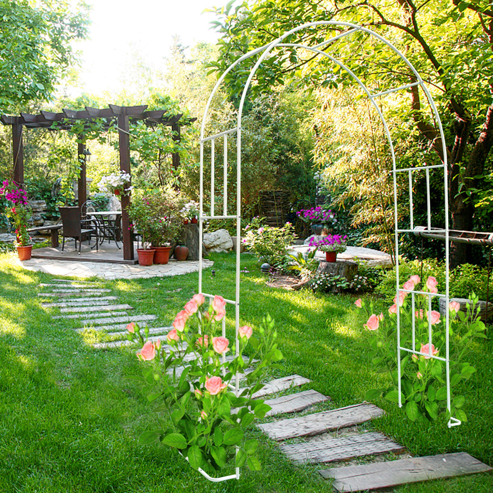 קשת רחבה ממתכת 146 ס"מ עם בסיסי צד לתמיכת צמחים מטפסים דגם אורנית