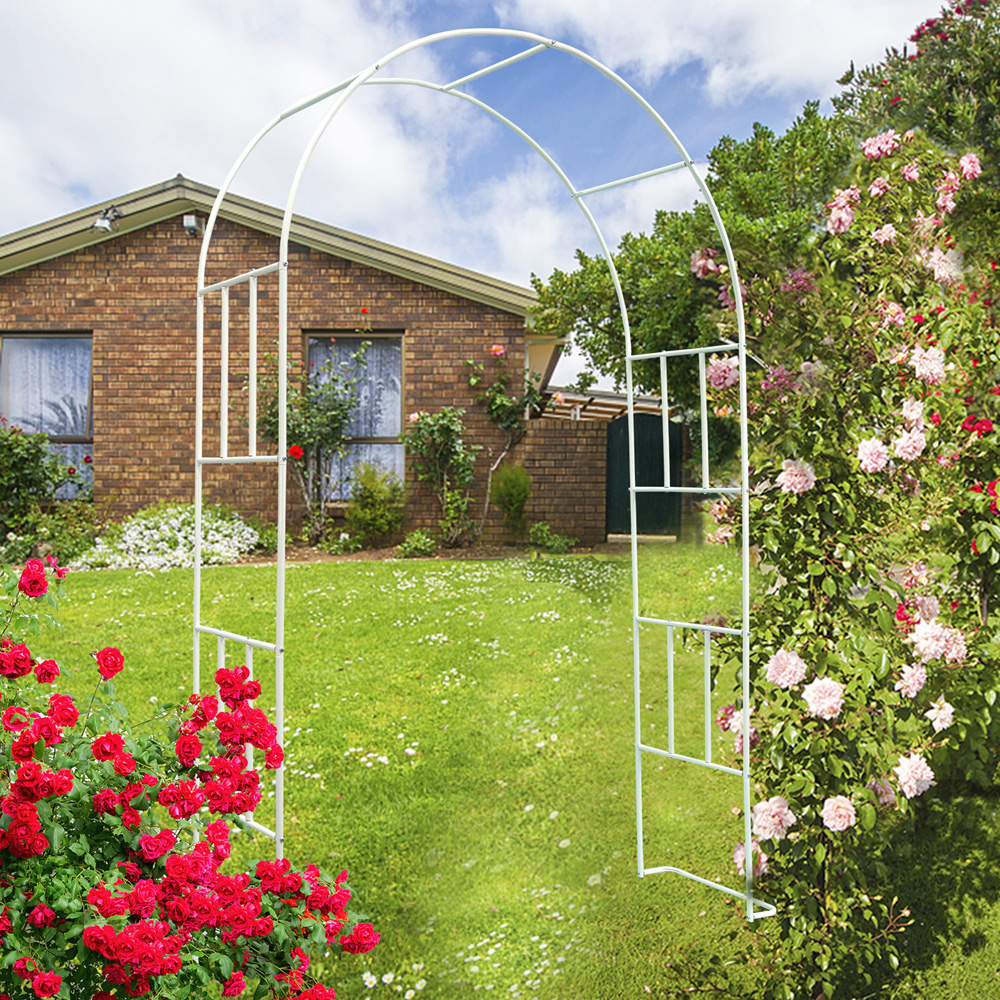 קשת רחבה ממתכת 146 ס"מ עם בסיסי צד לתמיכת צמחים מטפסים דגם אורנית – תמונה 3