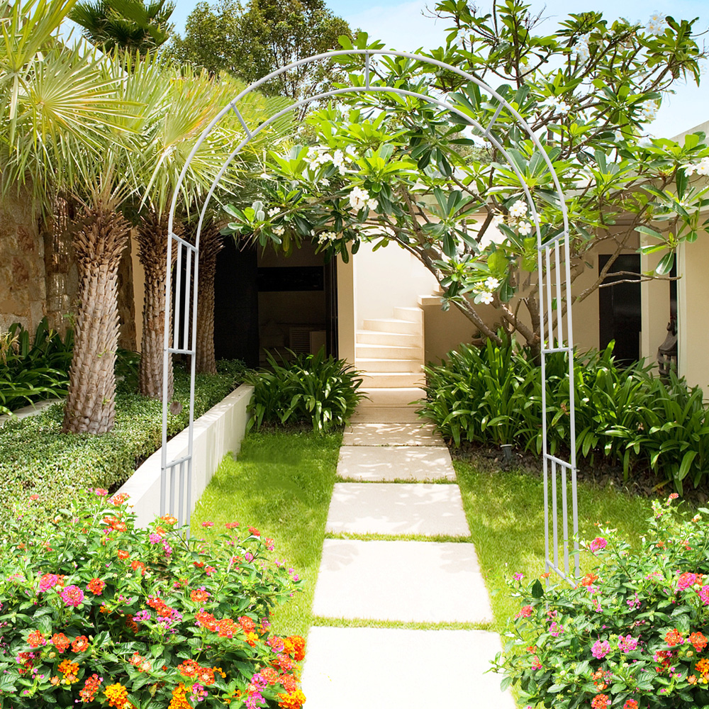 קשת רחבה ממתכת 146 ס"מ עם בסיסי צד לתמיכת צמחים מטפסים דגם אורנית – תמונה 6