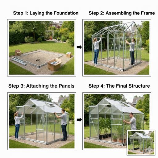 שלבי הרכבה של חממה ביתית לבנייה עצמית