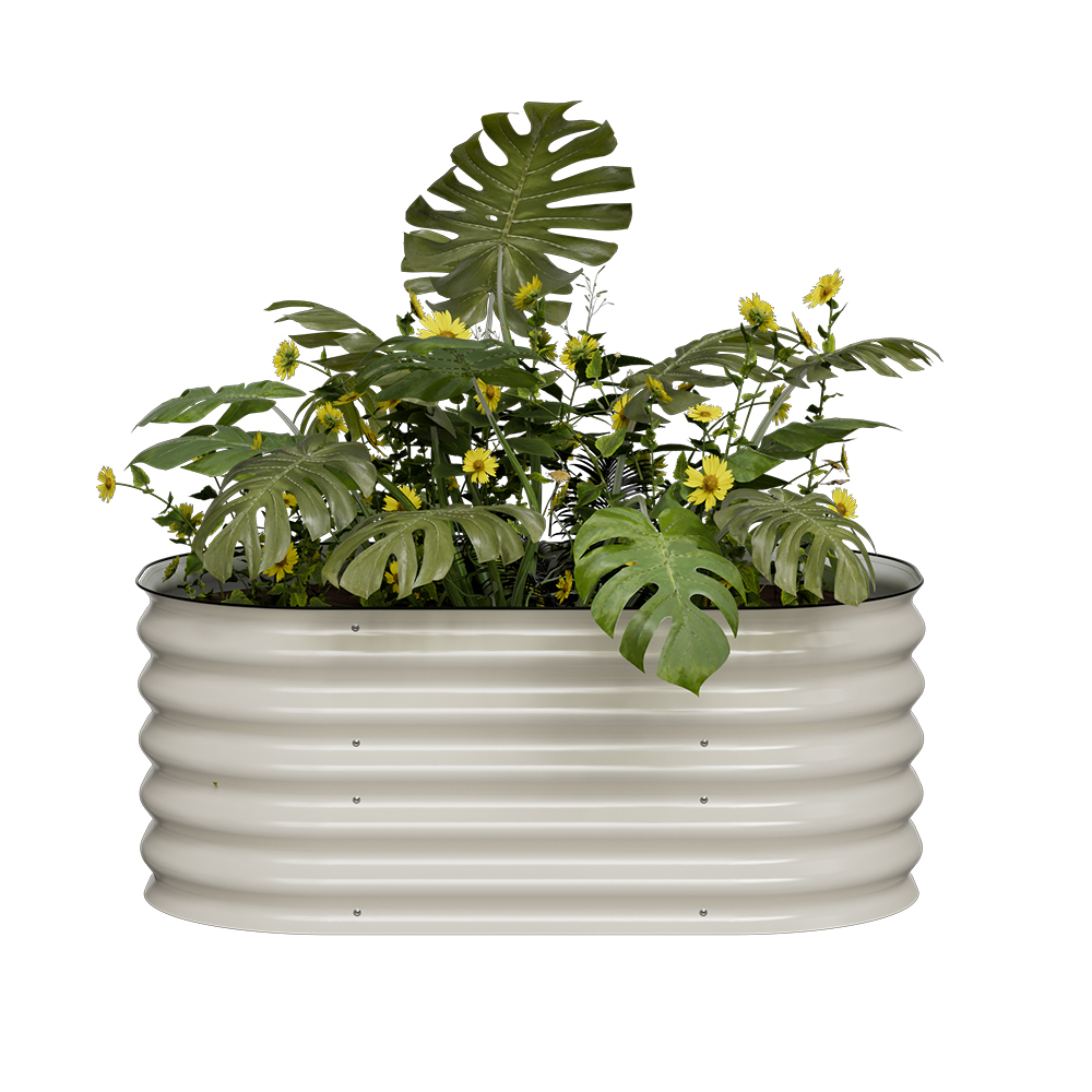 אדנית-ערוגת מתכת מודולרית גובה 43 ס"מ לגידול ירקות או צמחים גוון קרם – תמונה 6