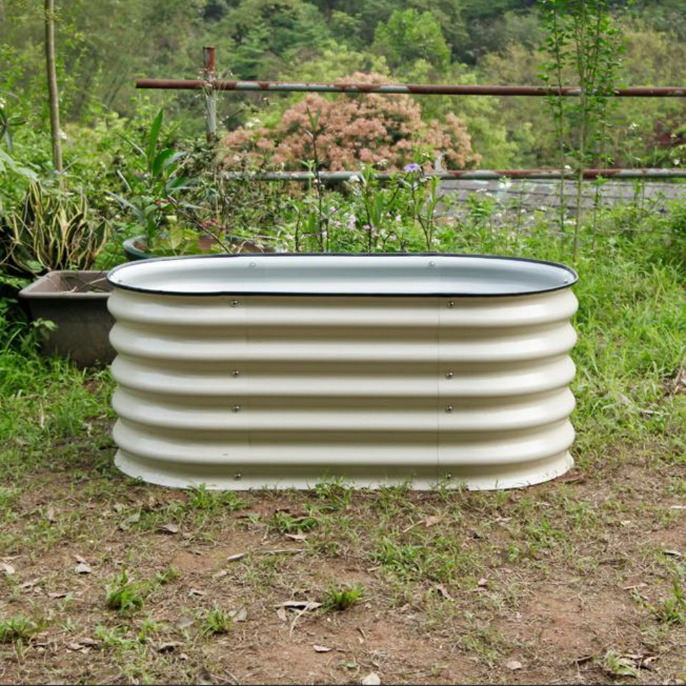 אדנית-ערוגת מתכת מודולרית גובה 43 ס"מ לגידול ירקות או צמחים גוון קרם – תמונה 11