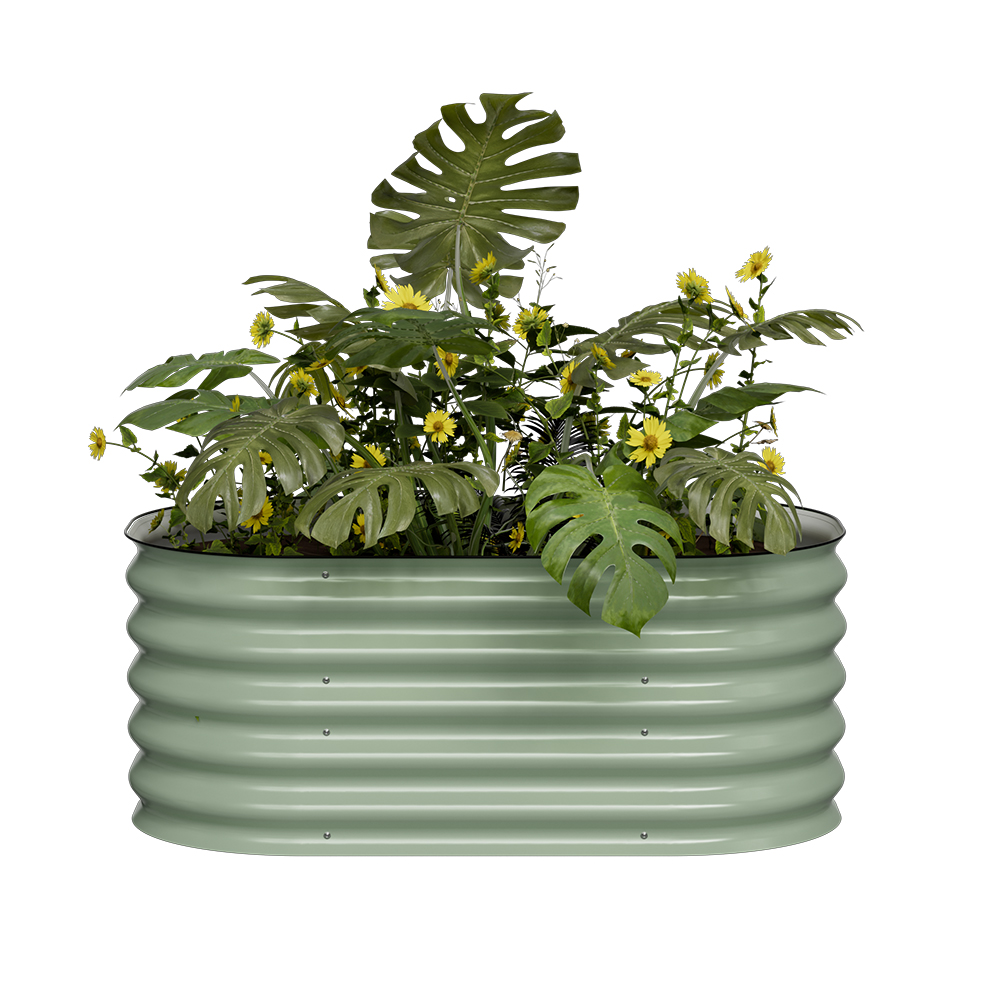 אדנית-ערוגת מתכת מודולרית גובה 43 ס"מ לגידול ירקות או צמחים גוון ירוק – תמונה 7