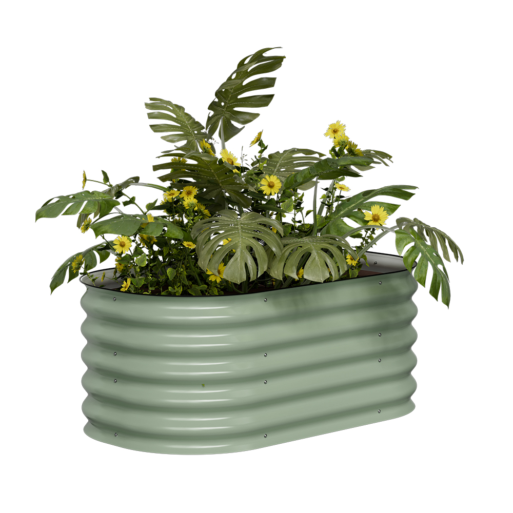 אדנית-ערוגת מתכת מודולרית גובה 43 ס"מ לגידול ירקות או צמחים גוון ירוק – תמונה 8