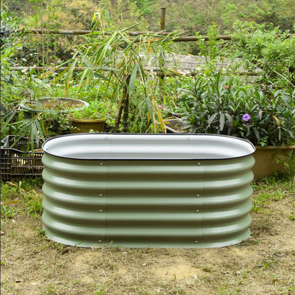 אדנית-ערוגת מתכת מודולרית גובה 43 ס"מ לגידול ירקות או צמחים גוון ירוק – תמונה 10