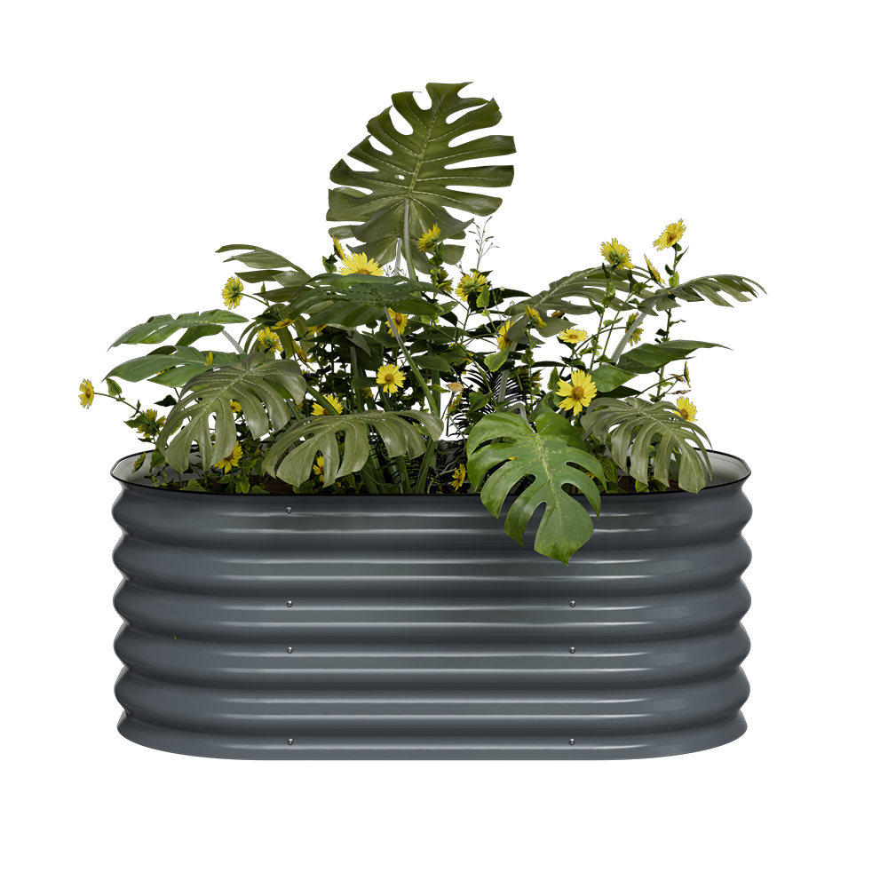 אדנית-ערוגת מתכת מודולרית גובה 43 ס"מ לגידול ירקות או צמחים גוון אפור – תמונה 6