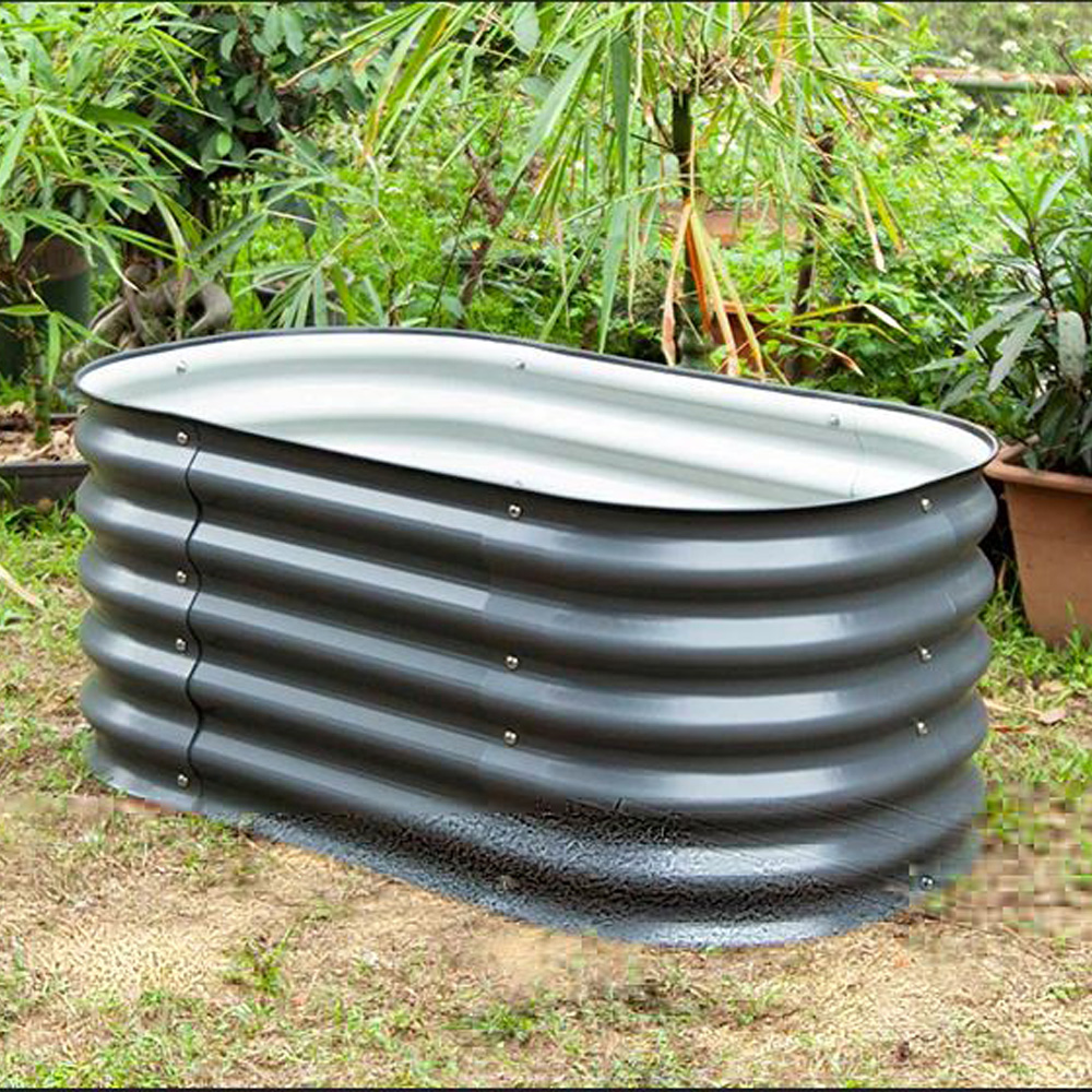 אדנית-ערוגת מתכת מודולרית גובה 43 ס"מ לגידול ירקות או צמחים גוון אפור – תמונה 10