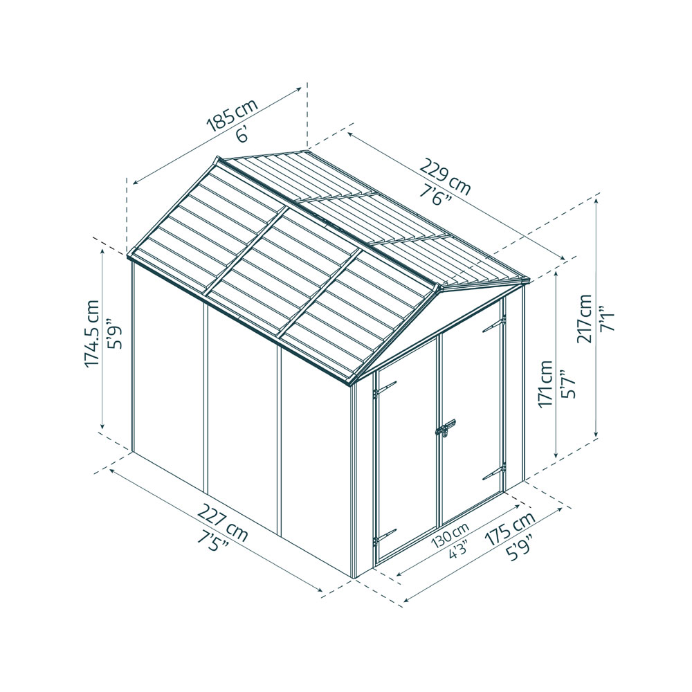 מחסן גינה 1.9x2.3 אפור כהה מבית פלרם-CANOPIA דגם RUBICON 706788 – תמונה 9