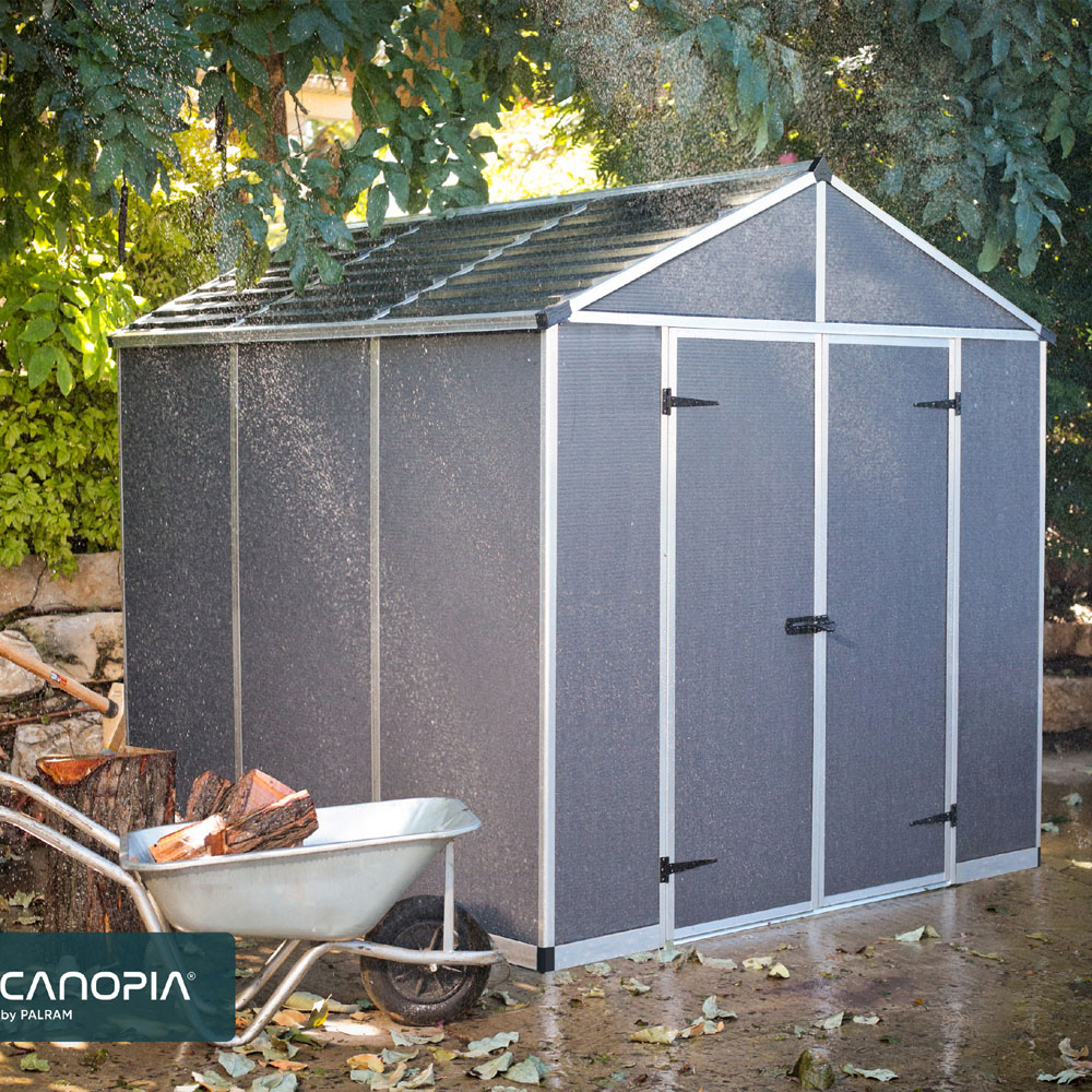 מחסן גינה 2.4x2.4 אפור כהה מבית פלרם-CANOPIA דגם RUBICON 707006